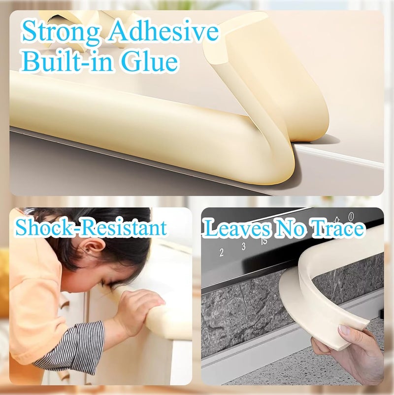 ZOMPAGO Baby Proofing Edge Corner Protector,1Roll L-Shape Soft Cabinet Door Bumper Corner Strip,8 Furniture Safety Bumper Corner Guards,Wall Protector,Self Adhesive,for Nursery,Kitchen,Fireplace,Table - Image 3